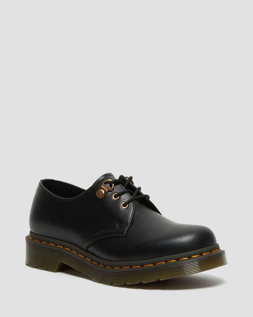 Dr. Martens 1461 Rose Gold Hardware Lær Oxford Sko Dame Svart [0425JTXES]